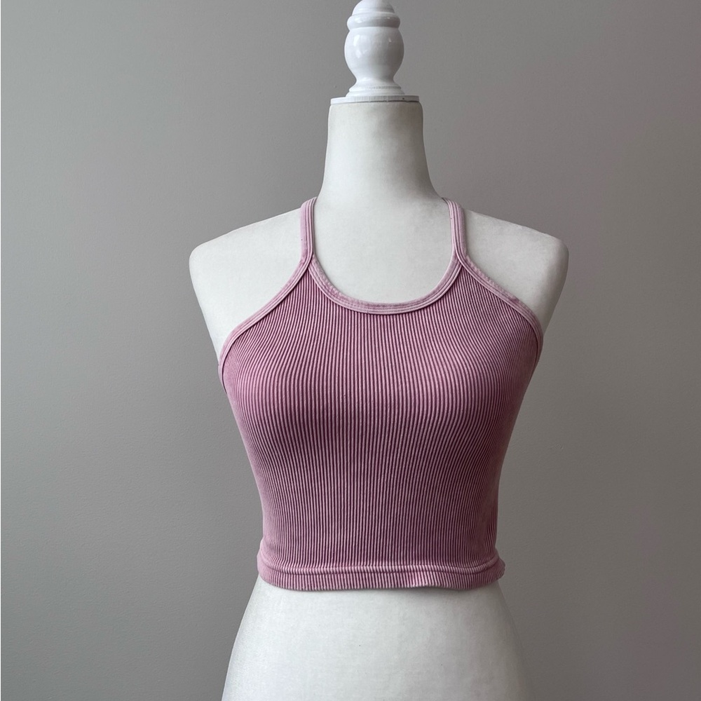 FP Movement Pink Ribbed Stretchy Crop Top